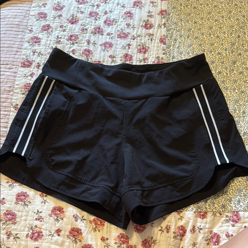 90 Degree By Reflex Black Athletic Shorts with Curved Hem